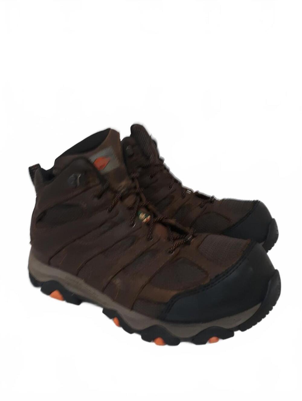 Merrell Work Mens Moab Vertex J005467 Carbon Toe Boot Brown Wide 10.5 W